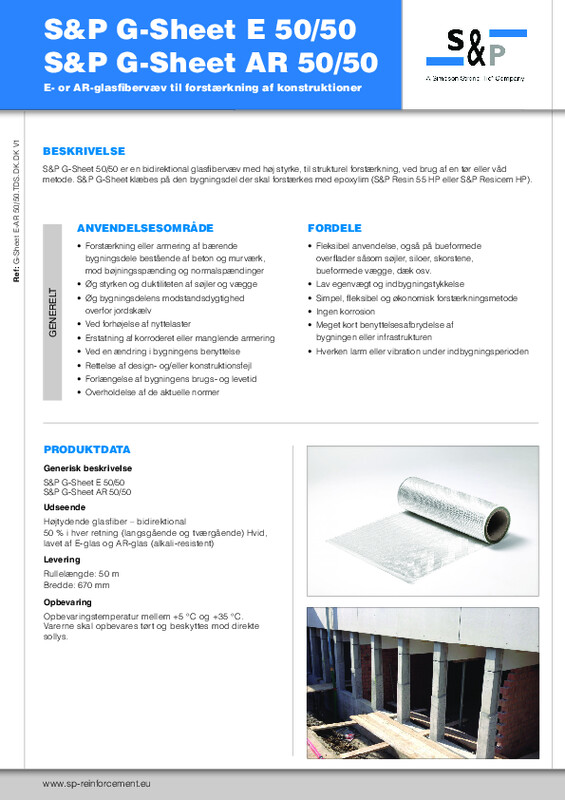 Teknisk datablad (TDS) S&P G-Sheet E 50/50 - A 50/50 Glasfibervæv