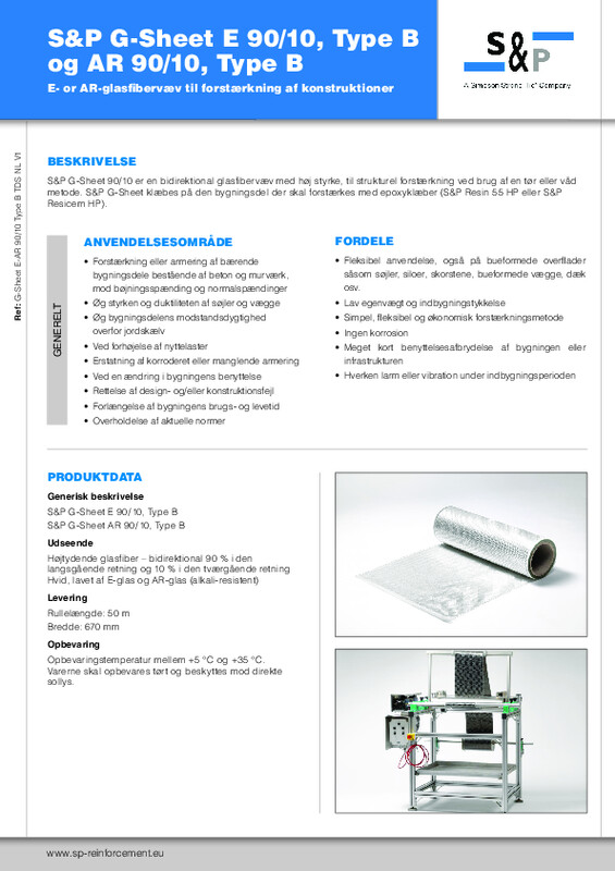 Teknisk datablad (TDS) S&P G-Sheet E/AR Type B Glasfibervæv