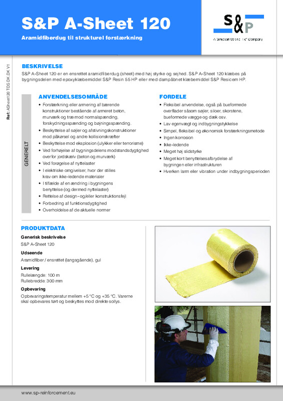 Teknisk datablad (TDS) S&P A-sheet 120 Aramidfiberdug