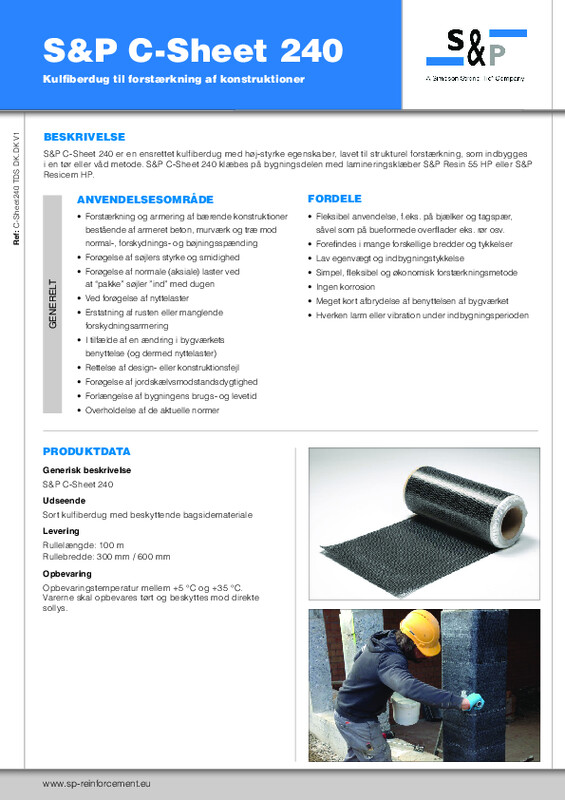 Teknisk datablad (TDS) S&P C-Sheet 240 Kulfiberdug