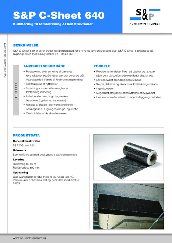 Teknisk datablad (TDS) S&P C-Sheet 640 Kulfiberdug