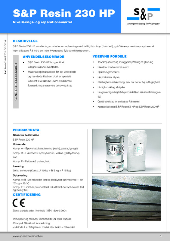 Teknisk datablad (TDS) S&P Resin 230 HP