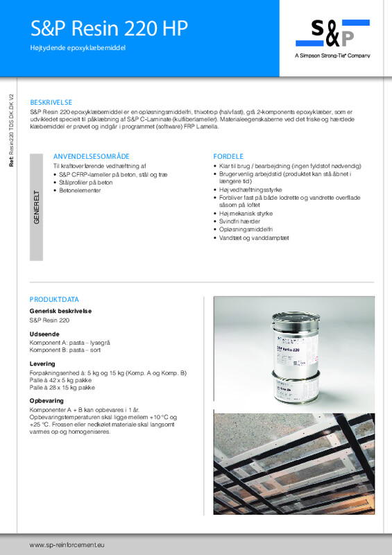 Teknisk datablad (TDS) S&P Resin 220 HP