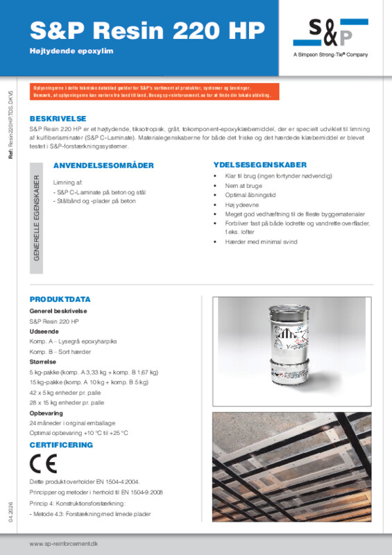 Teknisk datablad (TDS) S&P Resin 220 HP