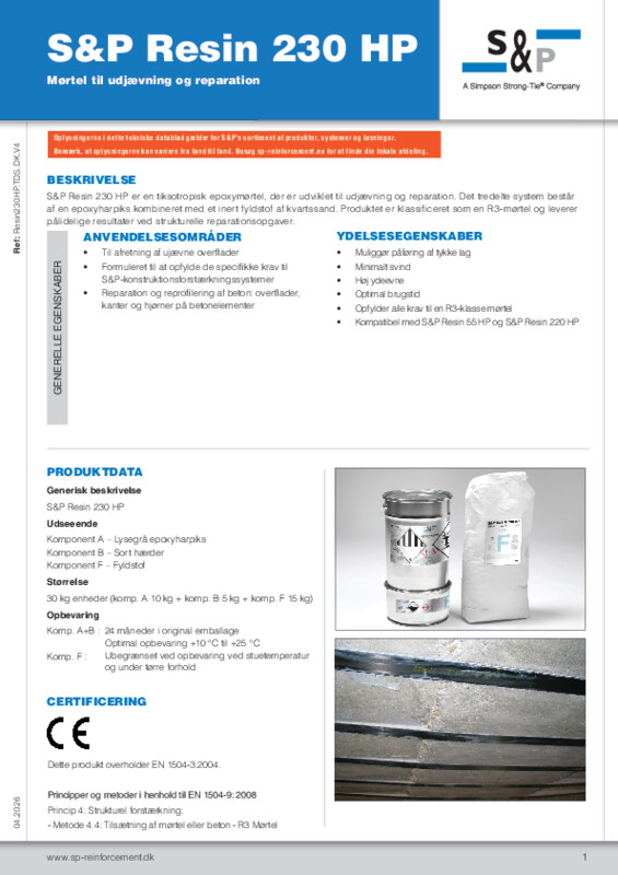 Teknisk datablad (TDS) S&P Resin 230 HP