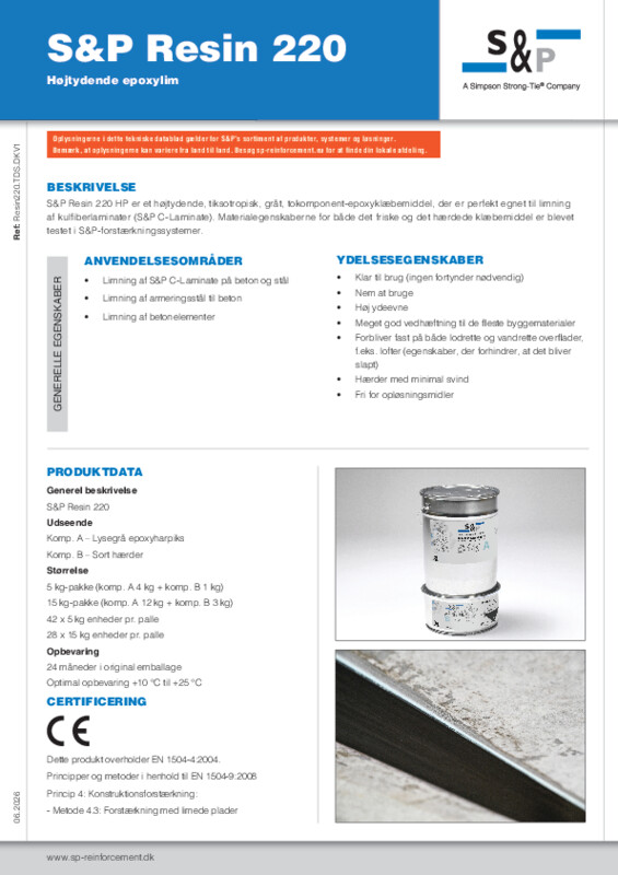 Teknisk Datablad (TDS) S&P Resin 220